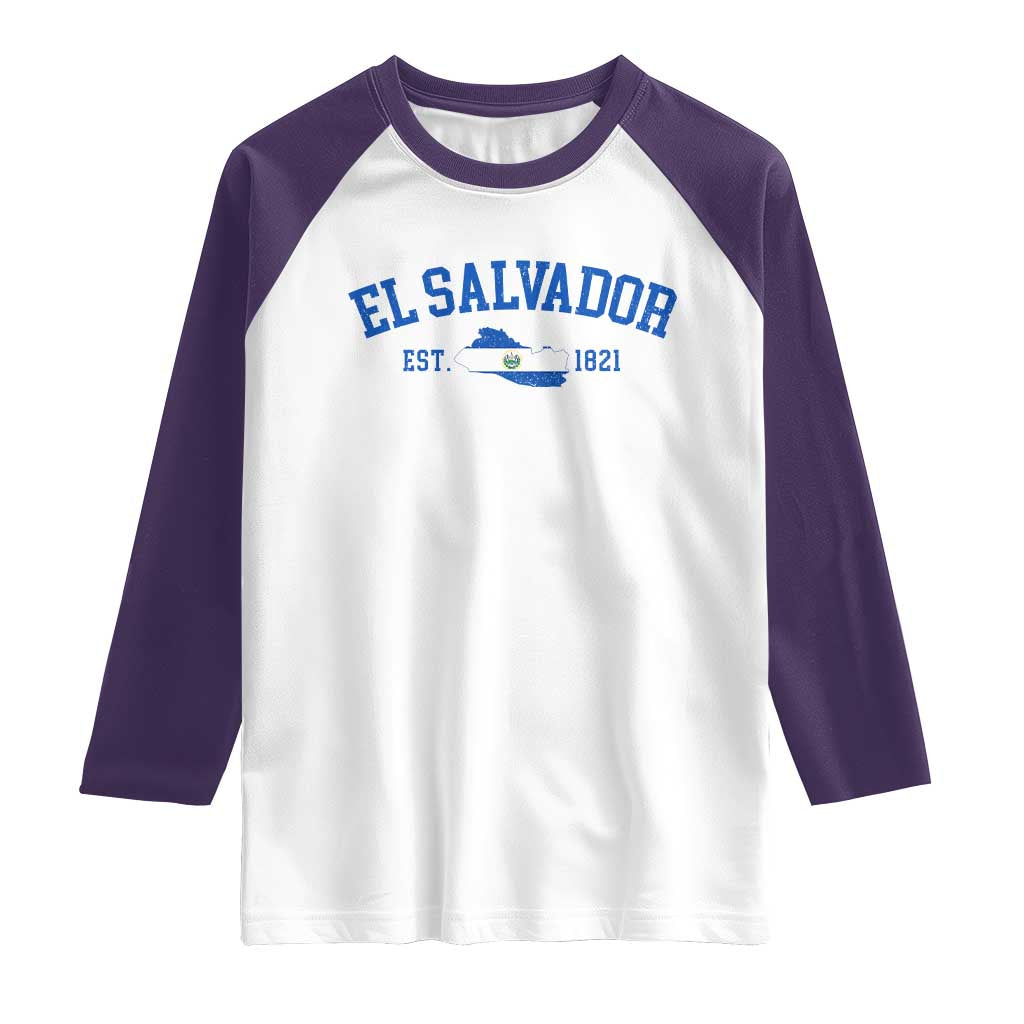 Vintage El Salvador Map Raglan Shirt Salvadoran Independence Day Jersey Letters - Wonder Print Shop