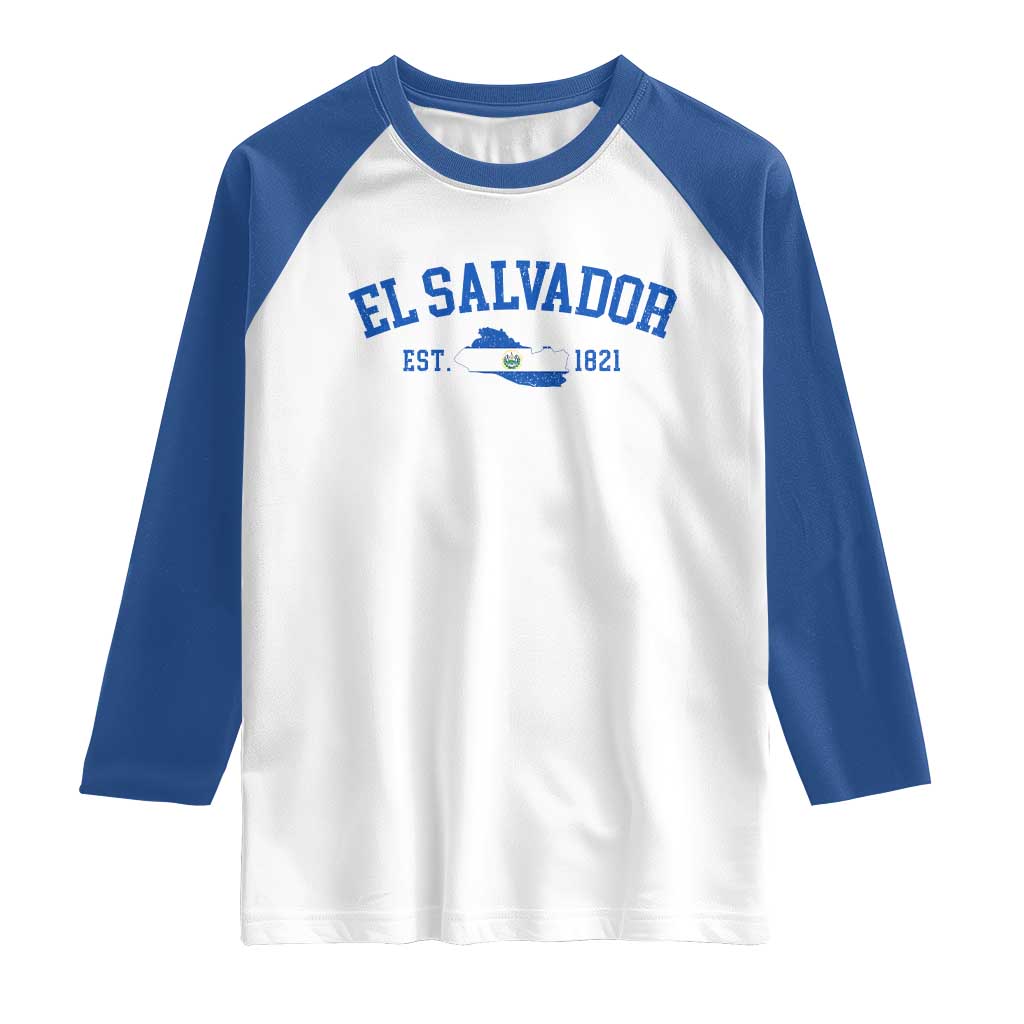 Vintage El Salvador Map Raglan Shirt Salvadoran Independence Day Jersey Letters - Wonder Print Shop