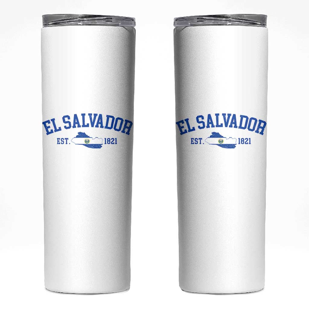 Vintage El Salvador Map Skinny Tumbler Salvadoran Independence Day Jersey Letters - Wonder Print Shop