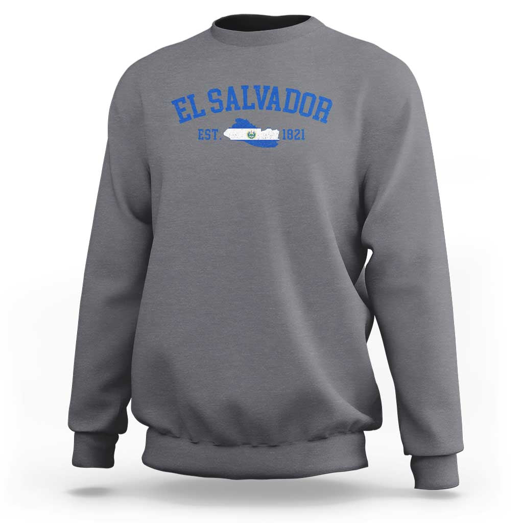 Vintage El Salvador Map Sweatshirt Salvadoran Independence Day Jersey Letters - Wonder Print Shop