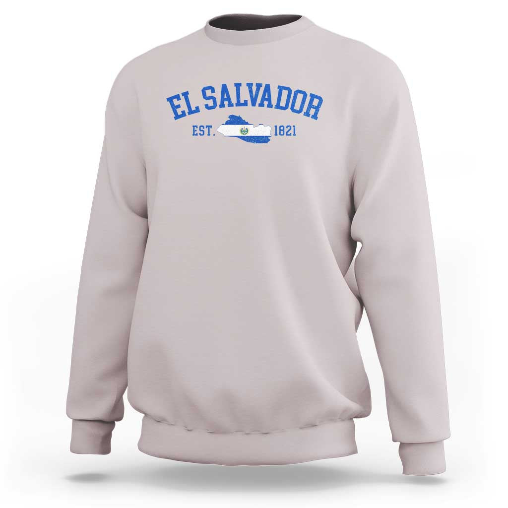 Vintage El Salvador Map Sweatshirt Salvadoran Independence Day Jersey Letters - Wonder Print Shop