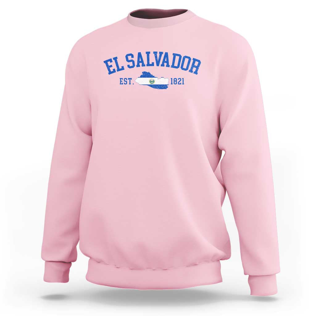 Vintage El Salvador Map Sweatshirt Salvadoran Independence Day Jersey Letters - Wonder Print Shop