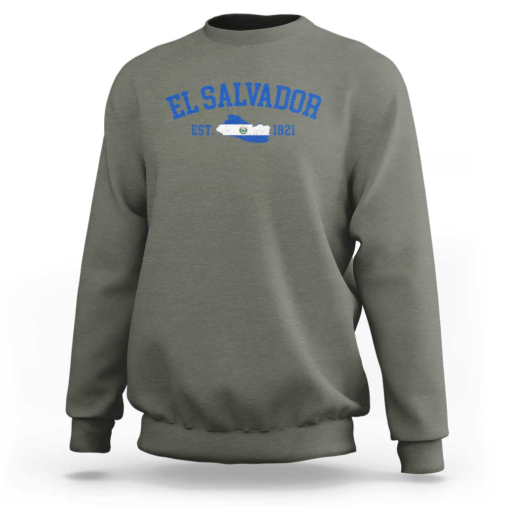 Vintage El Salvador Map Sweatshirt Salvadoran Independence Day Jersey Letters - Wonder Print Shop