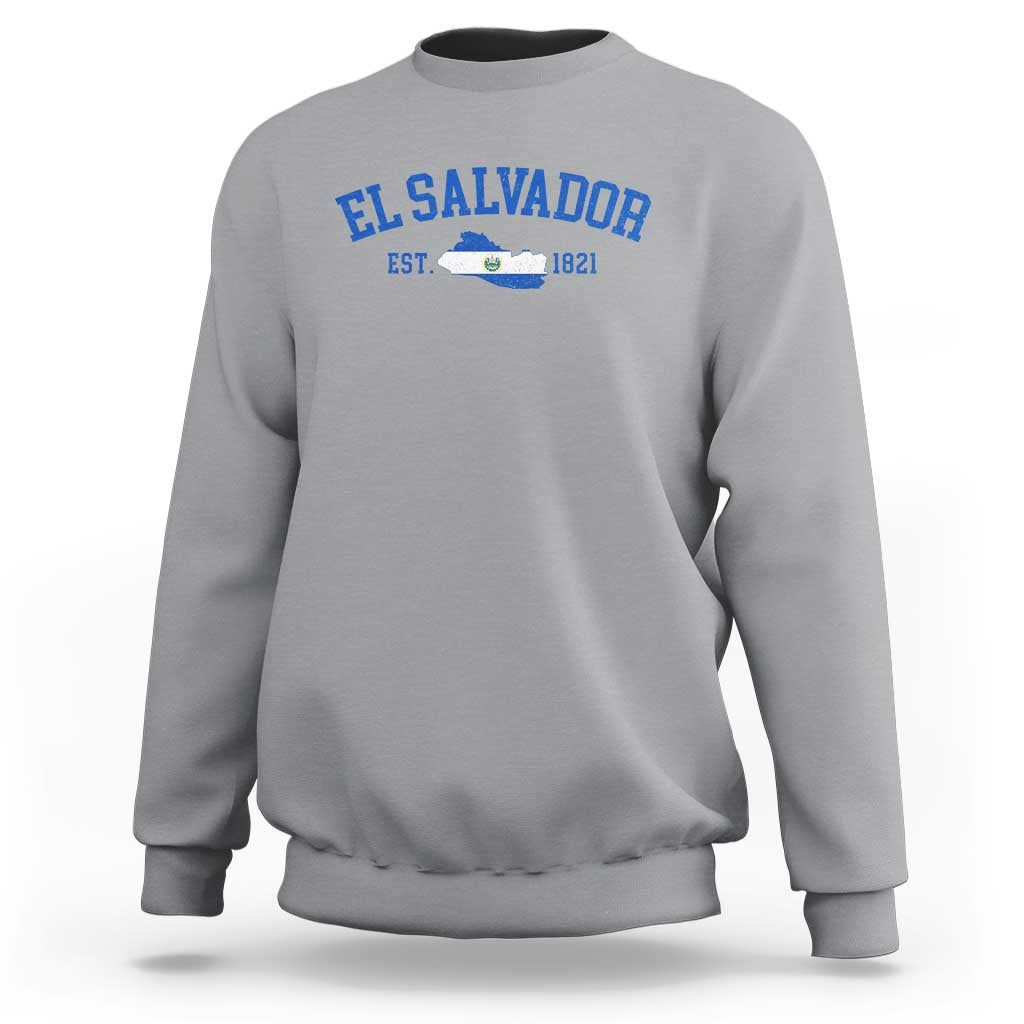 Vintage El Salvador Map Sweatshirt Salvadoran Independence Day Jersey Letters - Wonder Print Shop