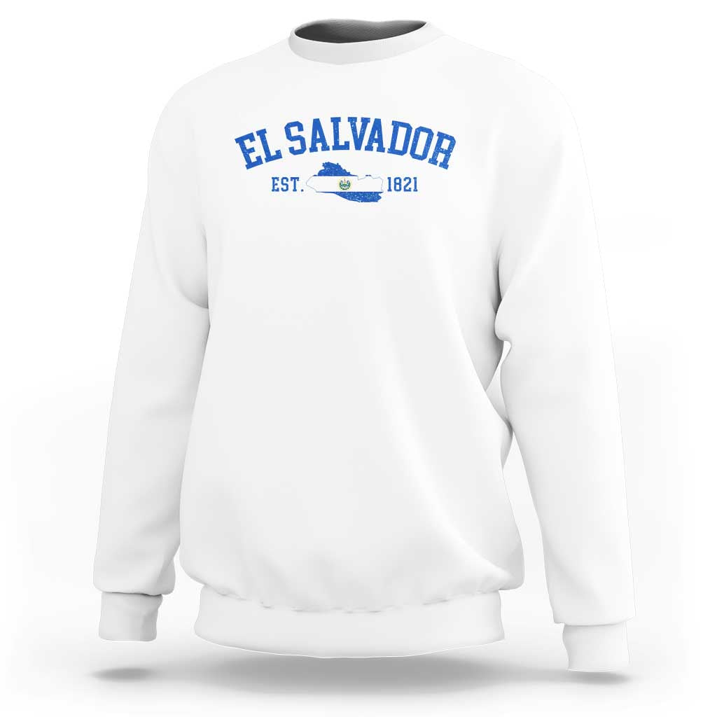 Vintage El Salvador Map Sweatshirt Salvadoran Independence Day Jersey Letters - Wonder Print Shop
