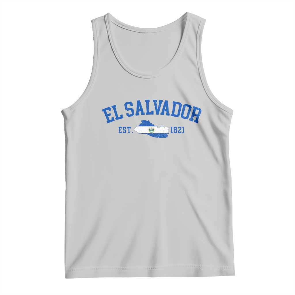 Vintage El Salvador Map Tank Top Salvadoran Independence Day Jersey Letters - Wonder Print Shop