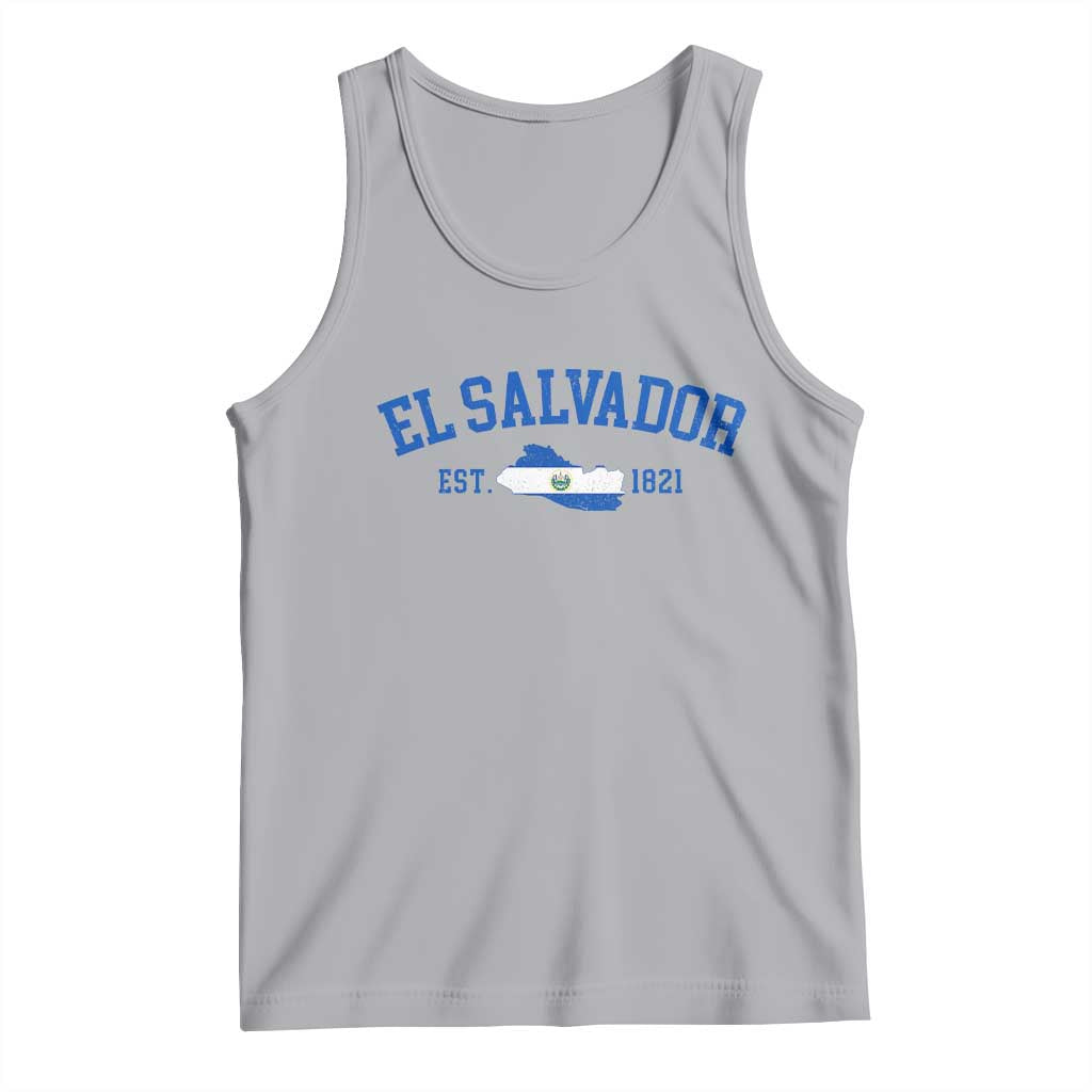 Vintage El Salvador Map Tank Top Salvadoran Independence Day Jersey Letters - Wonder Print Shop