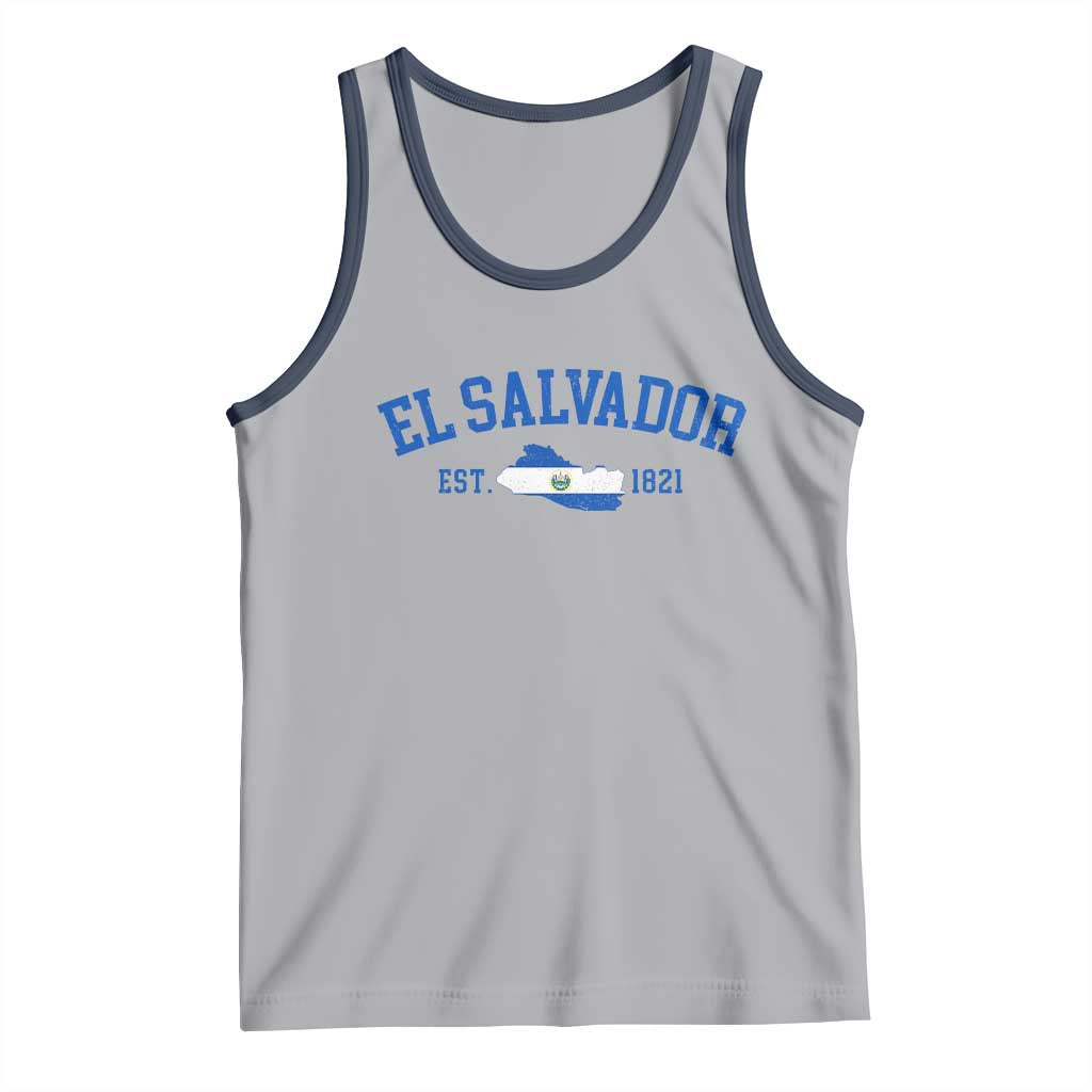 Vintage El Salvador Map Tank Top Salvadoran Independence Day Jersey Letters - Wonder Print Shop