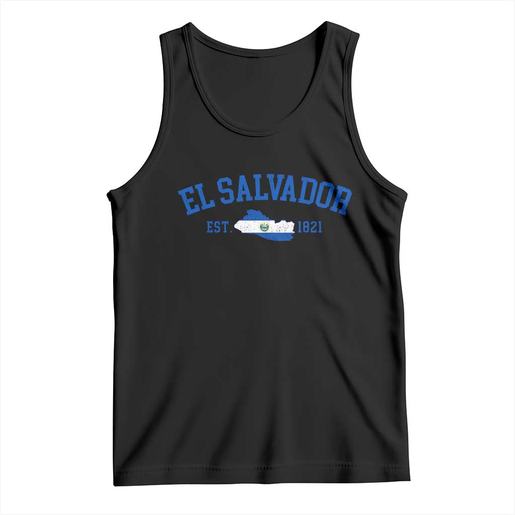 Vintage El Salvador Map Tank Top Salvadoran Independence Day Jersey Letters - Wonder Print Shop