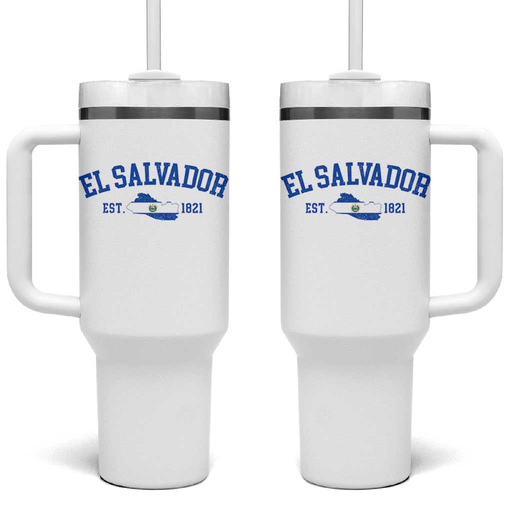 Vintage El Salvador Map Tumbler With Handle Salvadoran Independence Day Jersey Letters - Wonder Print Shop