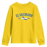 Vintage El Salvador Map Youth Sweatshirt Salvadoran Independence Day Jersey Letters - Wonder Print Shop