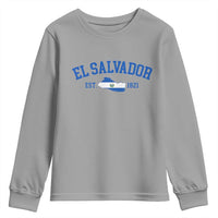 Vintage El Salvador Map Youth Sweatshirt Salvadoran Independence Day Jersey Letters - Wonder Print Shop