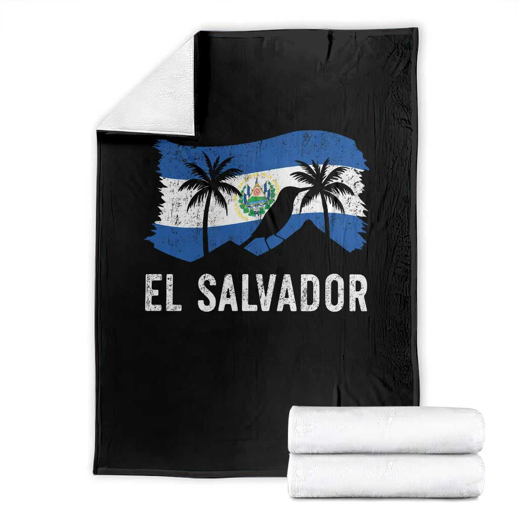 El Salvador Flag Throw Blanket Salvadoran Pride Torogoz Bird Palm Tree Volcano - Wonder Print Shop