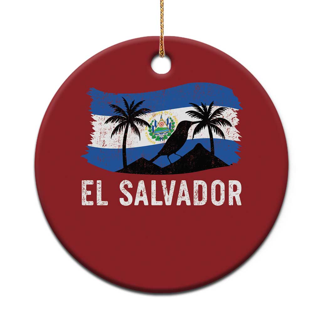 El Salvador Flag Christmas Ornament Salvadoran Pride Torogoz Bird Palm Tree Volcano - Wonder Print Shop