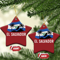 El Salvador Flag Christmas Ornament Salvadoran Pride Torogoz Bird Palm Tree Volcano - Wonder Print Shop