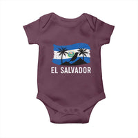 El Salvador Flag Baby Onesie Salvadoran Pride Torogoz Bird Palm Tree Volcano - Wonder Print Shop