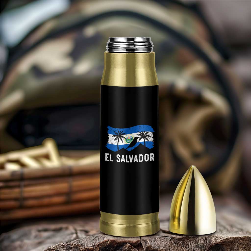 El Salvador Flag Bullet Tumbler Salvadoran Pride Torogoz Bird Palm Tree Volcano - Wonder Print Shop