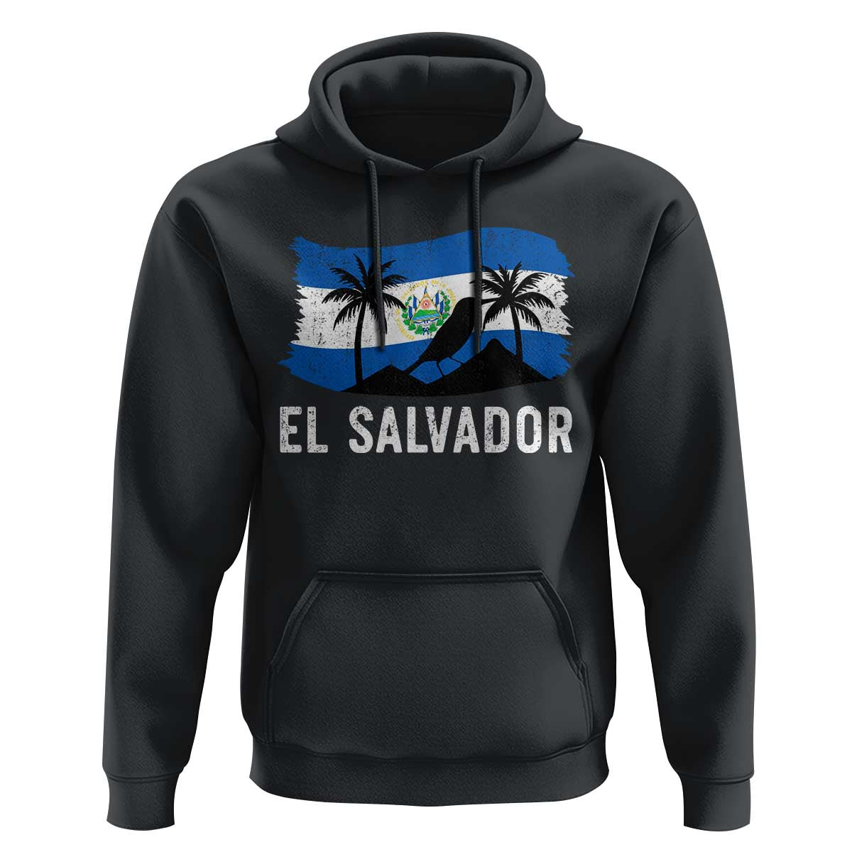 El Salvador Flag Hoodie Salvadoran Pride Torogoz Bird Palm Tree Volcano - Wonder Print Shop