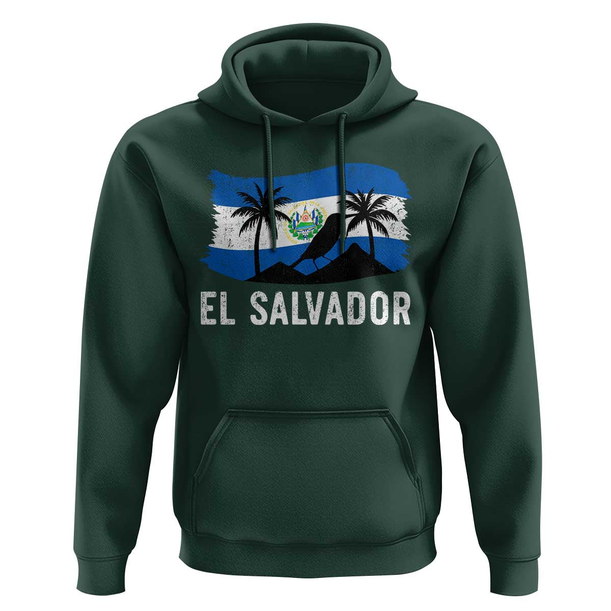 El Salvador Flag Hoodie Salvadoran Pride Torogoz Bird Palm Tree Volcano - Wonder Print Shop