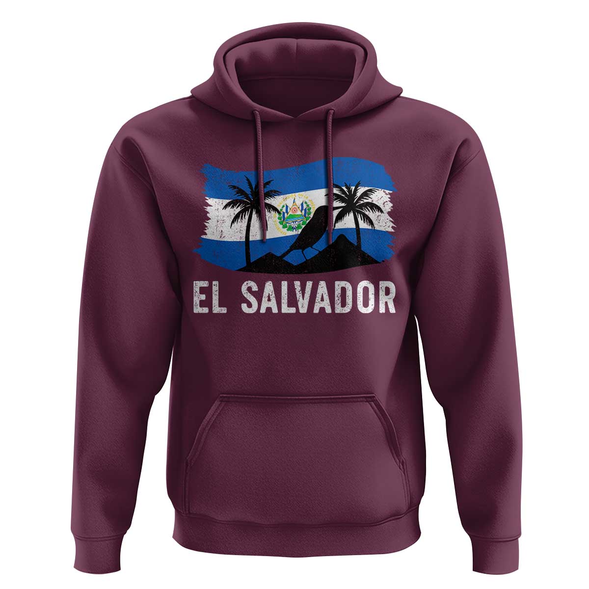 El Salvador Flag Hoodie Salvadoran Pride Torogoz Bird Palm Tree Volcano - Wonder Print Shop