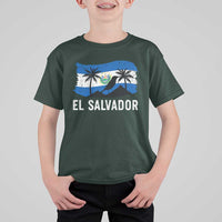 El Salvador Flag T Shirt For Kid Salvadoran Pride Torogoz Bird Palm Tree Volcano - Wonder Print Shop