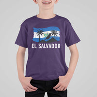 El Salvador Flag T Shirt For Kid Salvadoran Pride Torogoz Bird Palm Tree Volcano - Wonder Print Shop