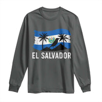El Salvador Flag Long Sleeve Shirt Salvadoran Pride Torogoz Bird Palm Tree Volcano - Wonder Print Shop