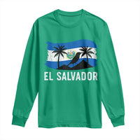 El Salvador Flag Long Sleeve Shirt Salvadoran Pride Torogoz Bird Palm Tree Volcano - Wonder Print Shop