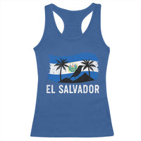 El Salvador Flag Racerback Tank Top Salvadoran Pride Torogoz Bird Palm Tree Volcano - Wonder Print Shop