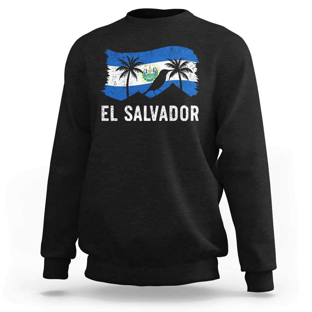 El Salvador Flag Sweatshirt Salvadoran Pride Torogoz Bird Palm Tree Volcano - Wonder Print Shop
