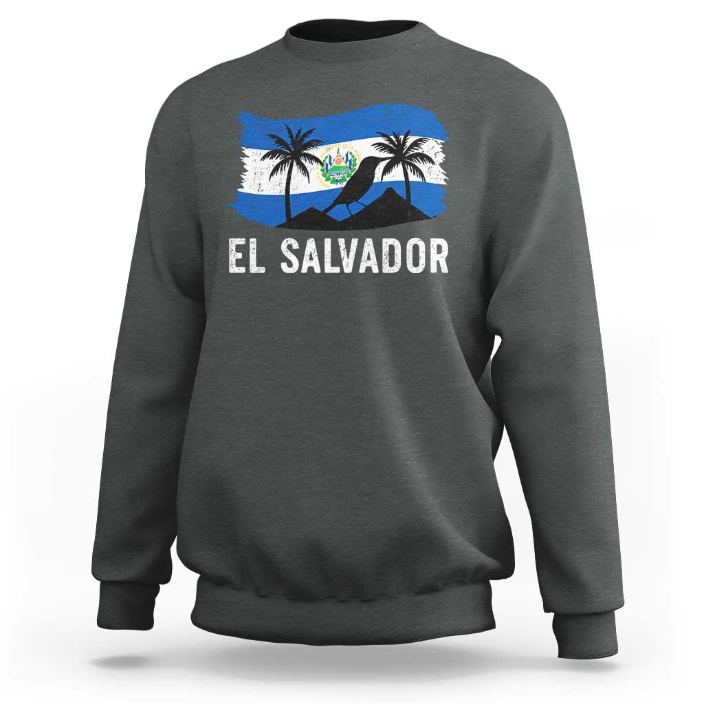 El Salvador Flag Sweatshirt Salvadoran Pride Torogoz Bird Palm Tree Volcano - Wonder Print Shop