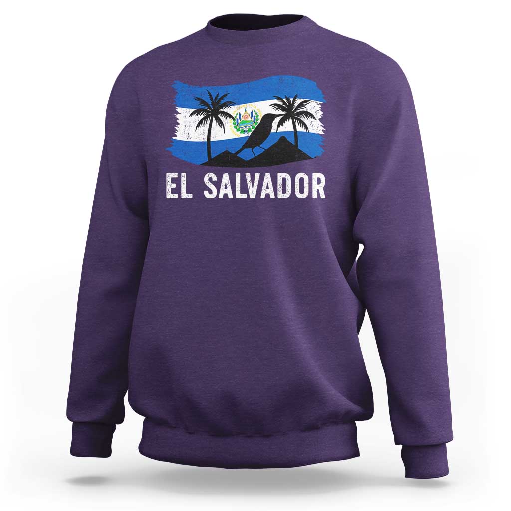 El Salvador Flag Sweatshirt Salvadoran Pride Torogoz Bird Palm Tree Volcano - Wonder Print Shop