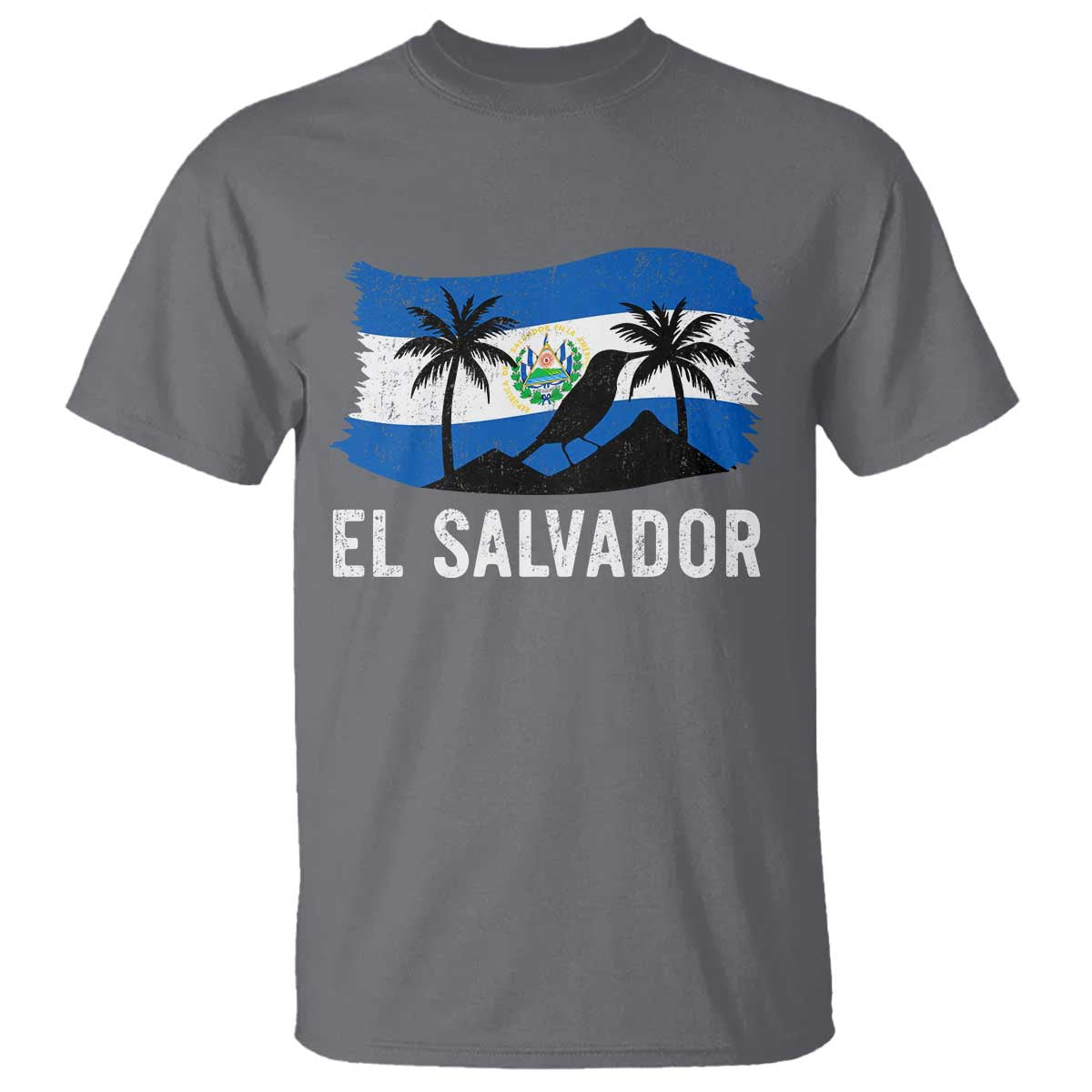 El Salvador Flag T Shirt Salvadoran Pride Torogoz Bird Palm Tree Volcano - Wonder Print Shop