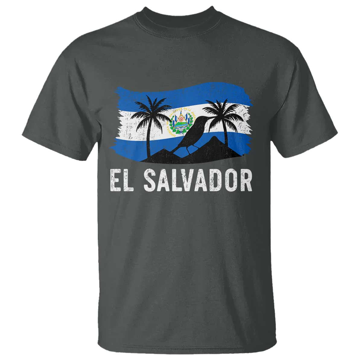 El Salvador Flag T Shirt Salvadoran Pride Torogoz Bird Palm Tree Volcano - Wonder Print Shop