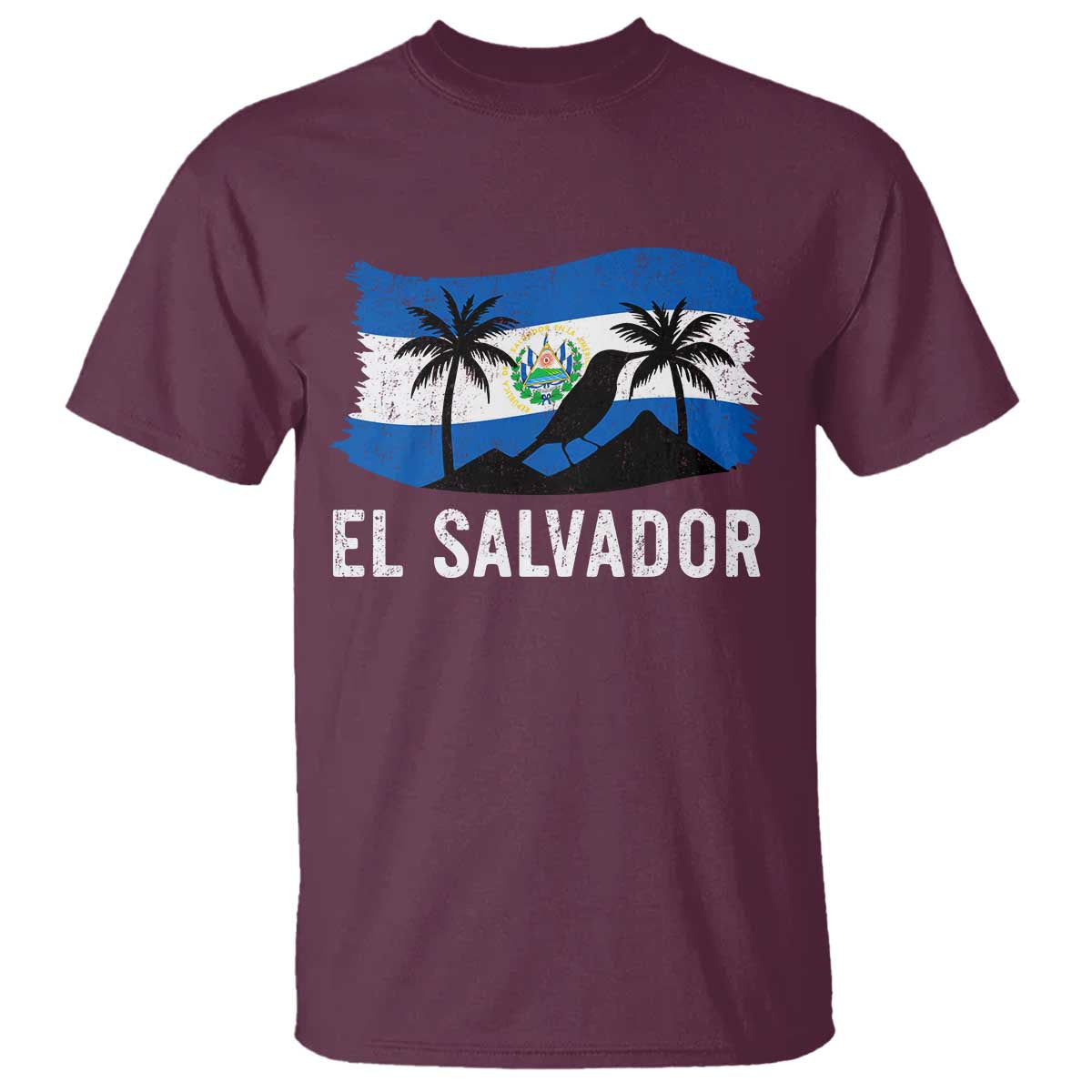 El Salvador Flag T Shirt Salvadoran Pride Torogoz Bird Palm Tree Volcano - Wonder Print Shop