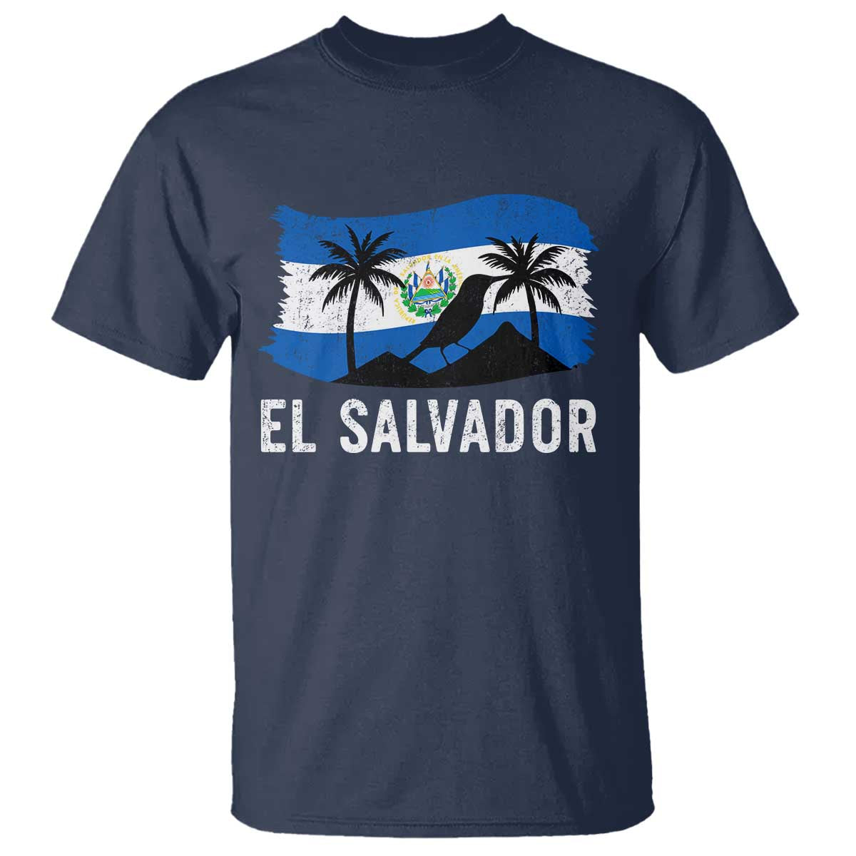 El Salvador Flag T Shirt Salvadoran Pride Torogoz Bird Palm Tree Volcano - Wonder Print Shop