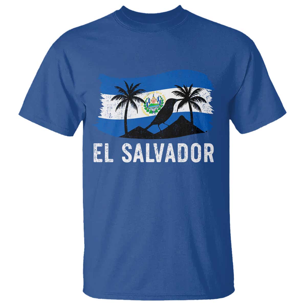 El Salvador Flag T Shirt Salvadoran Pride Torogoz Bird Palm Tree Volcano - Wonder Print Shop