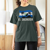 El Salvador Flag T Shirt For Women Salvadoran Pride Torogoz Bird Palm Tree Volcano - Wonder Print Shop