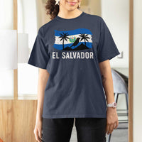 El Salvador Flag T Shirt For Women Salvadoran Pride Torogoz Bird Palm Tree Volcano - Wonder Print Shop