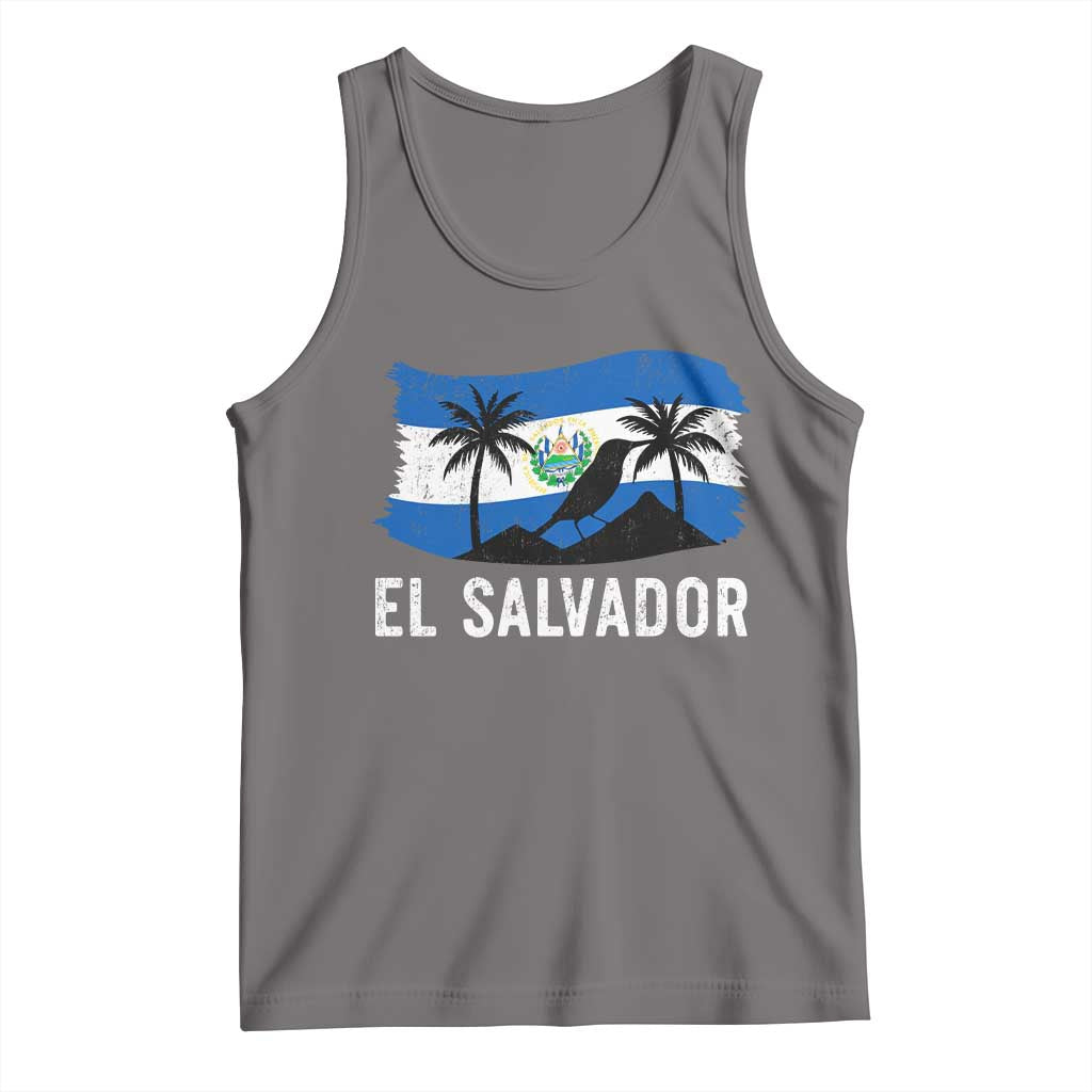 El Salvador Flag Tank Top Salvadoran Pride Torogoz Bird Palm Tree Volcano - Wonder Print Shop