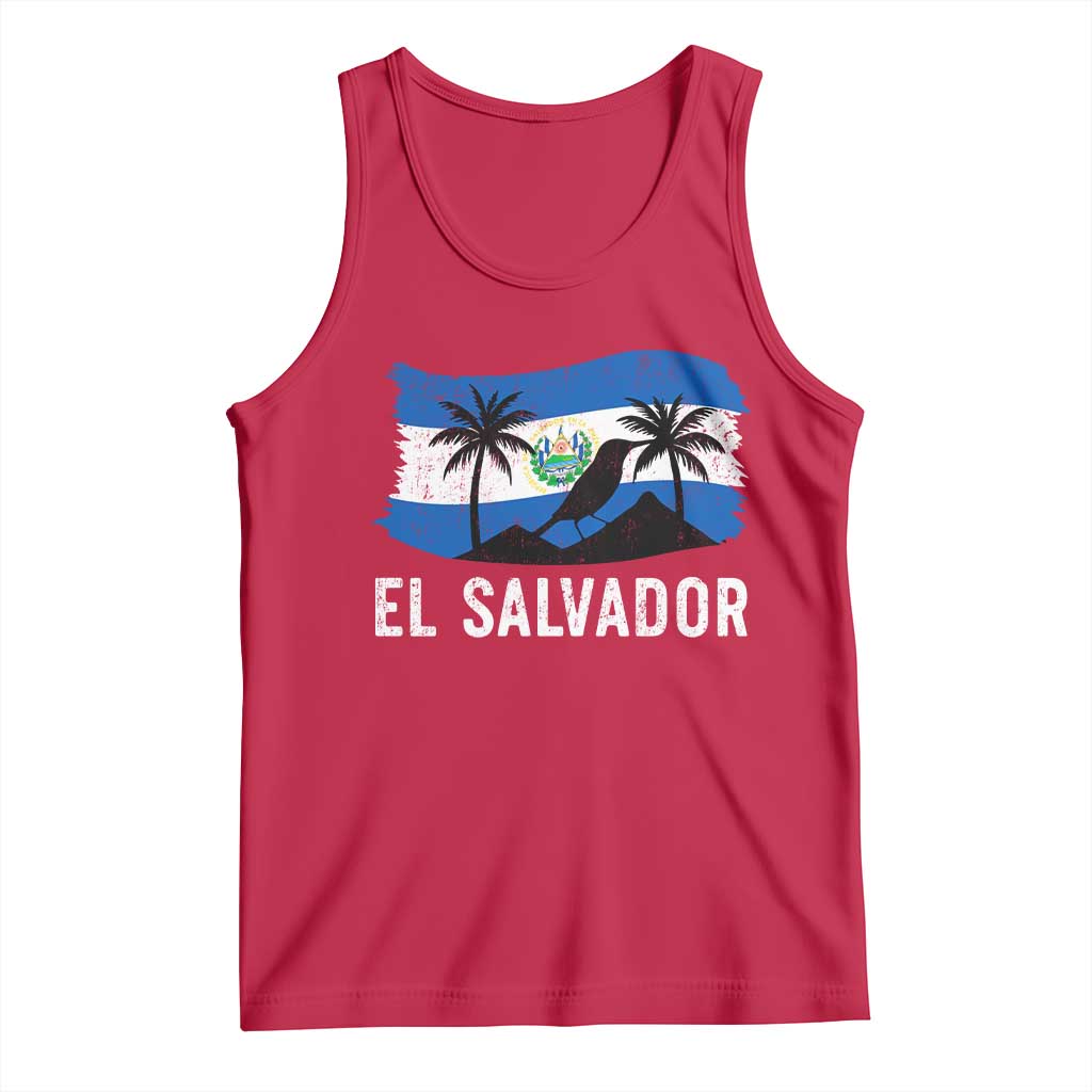 El Salvador Flag Tank Top Salvadoran Pride Torogoz Bird Palm Tree Volcano - Wonder Print Shop