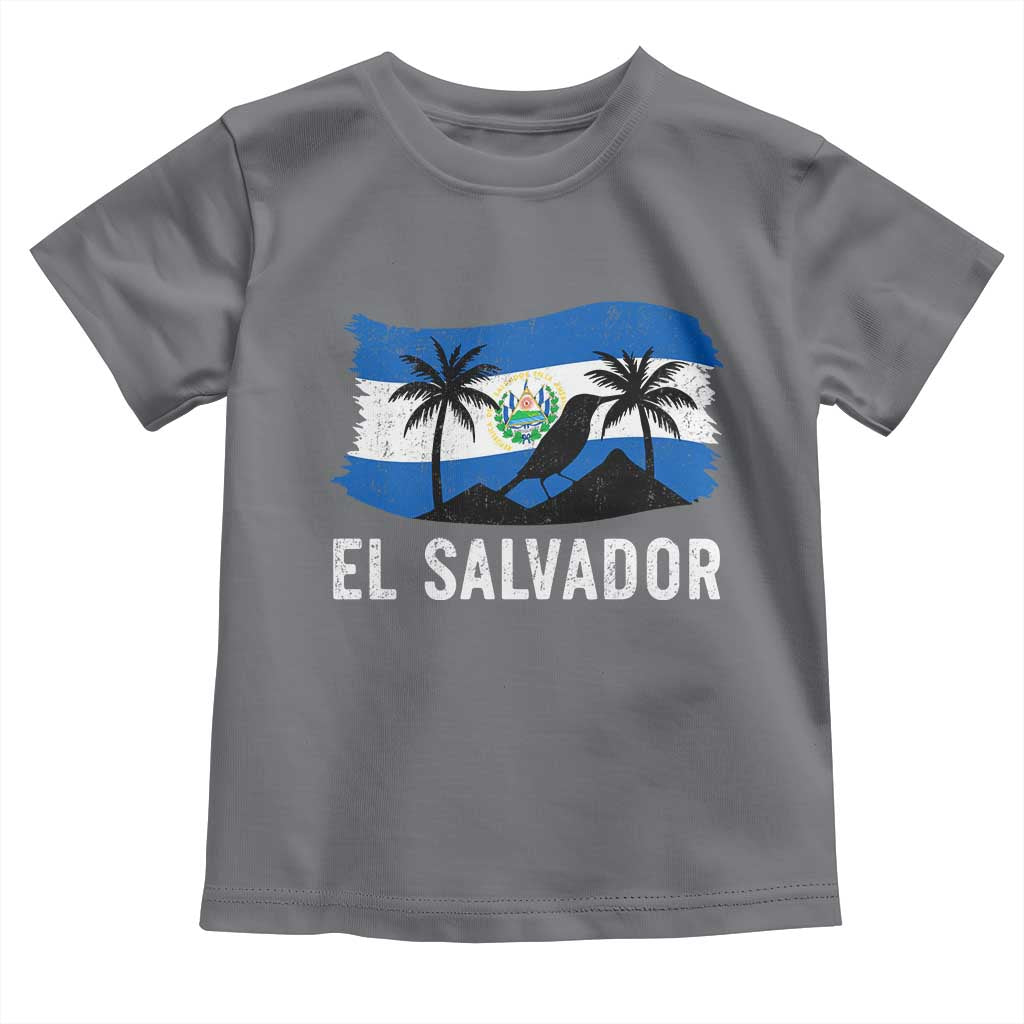 El Salvador Flag Toddler T Shirt Salvadoran Pride Torogoz Bird Palm Tree Volcano - Wonder Print Shop