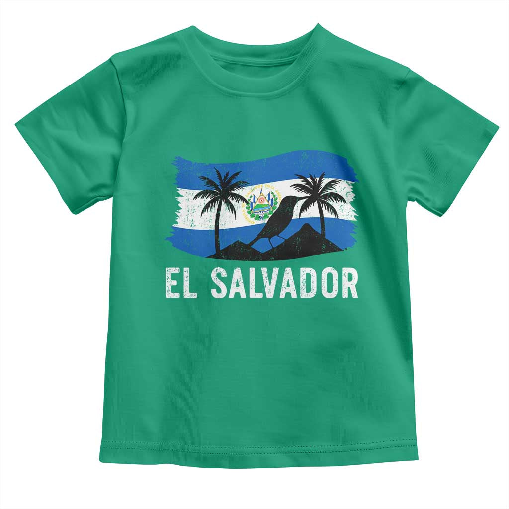 El Salvador Flag Toddler T Shirt Salvadoran Pride Torogoz Bird Palm Tree Volcano - Wonder Print Shop