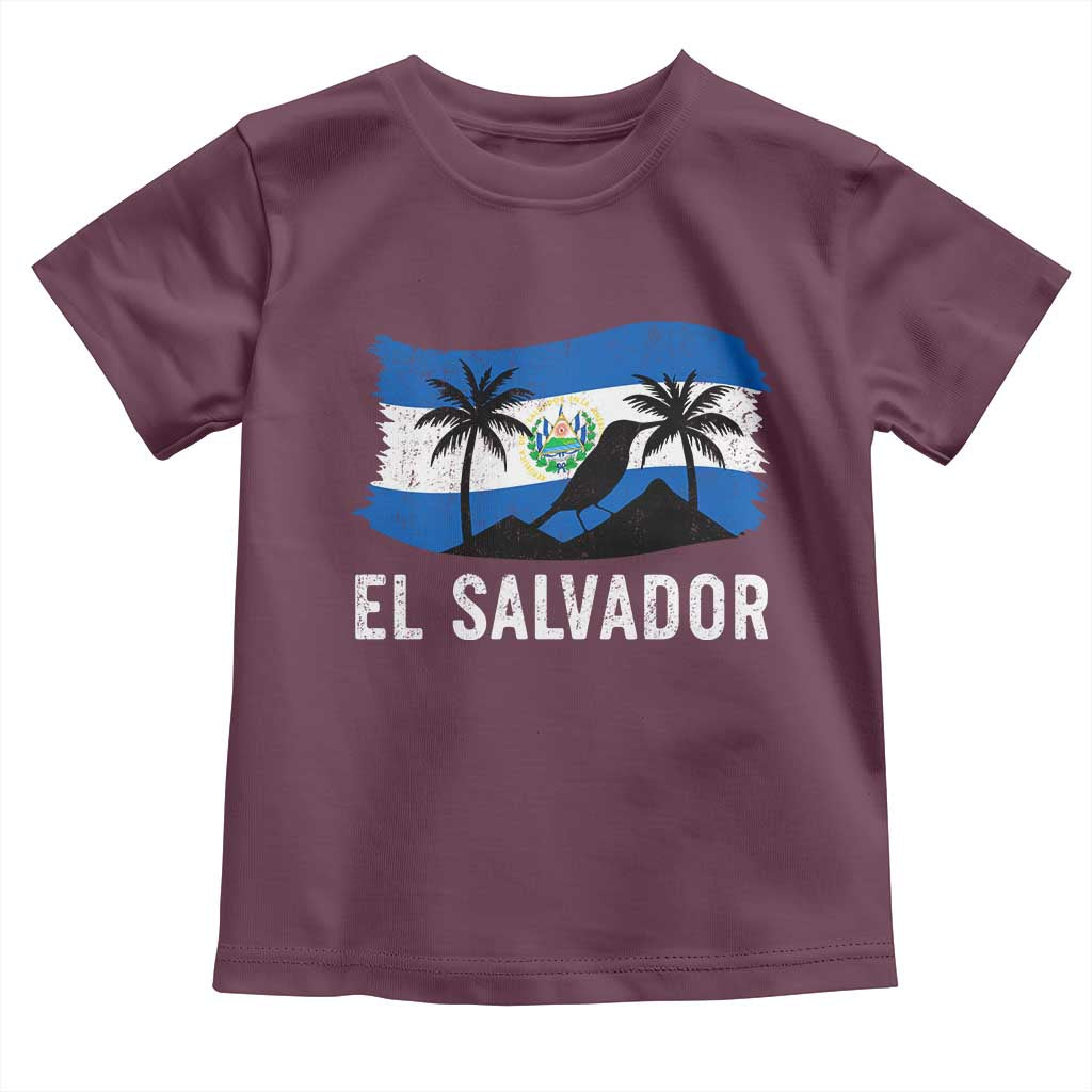 El Salvador Flag Toddler T Shirt Salvadoran Pride Torogoz Bird Palm Tree Volcano - Wonder Print Shop