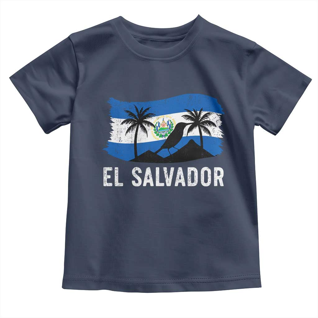 El Salvador Flag Toddler T Shirt Salvadoran Pride Torogoz Bird Palm Tree Volcano - Wonder Print Shop