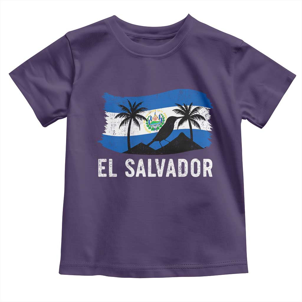 El Salvador Flag Toddler T Shirt Salvadoran Pride Torogoz Bird Palm Tree Volcano - Wonder Print Shop