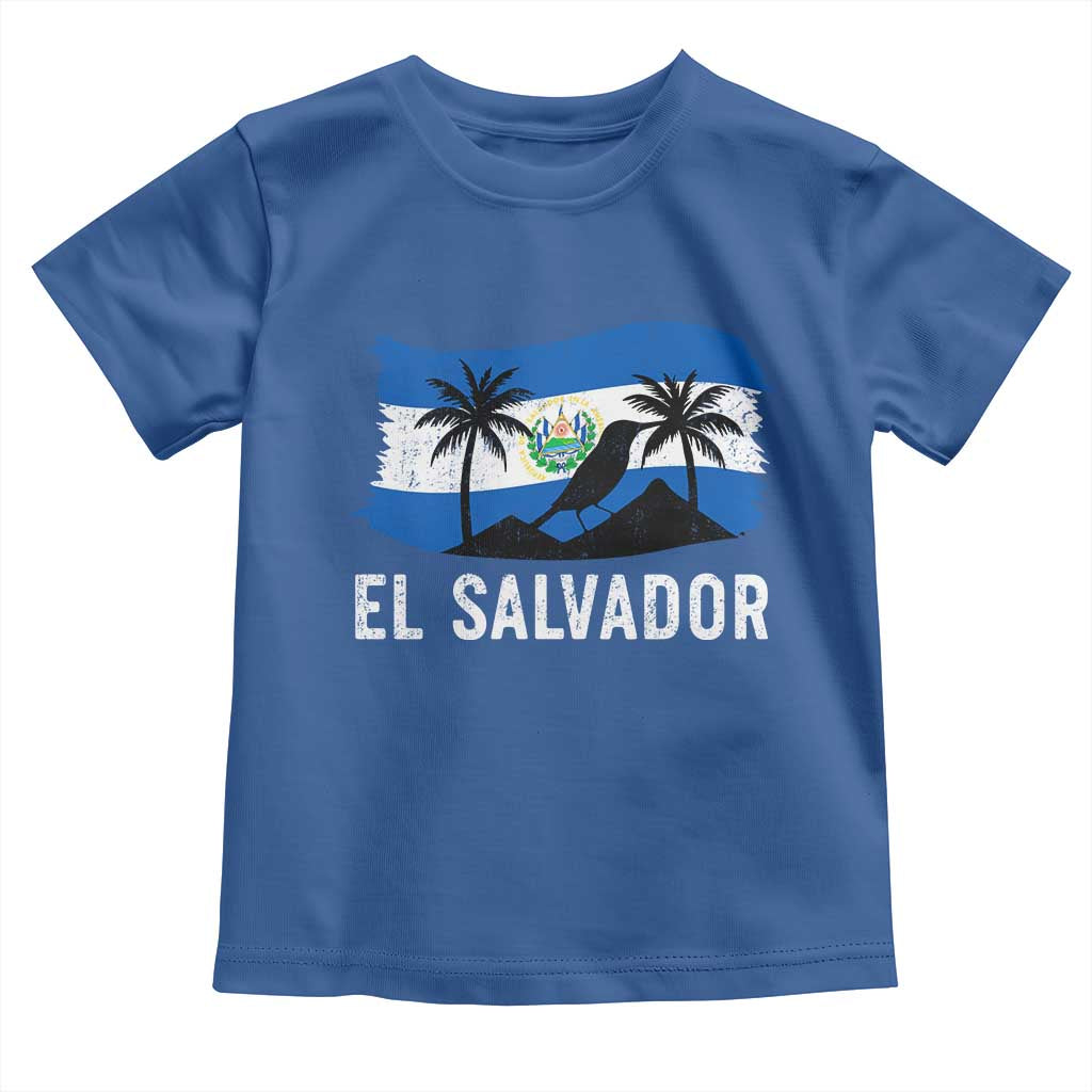 El Salvador Flag Toddler T Shirt Salvadoran Pride Torogoz Bird Palm Tree Volcano - Wonder Print Shop