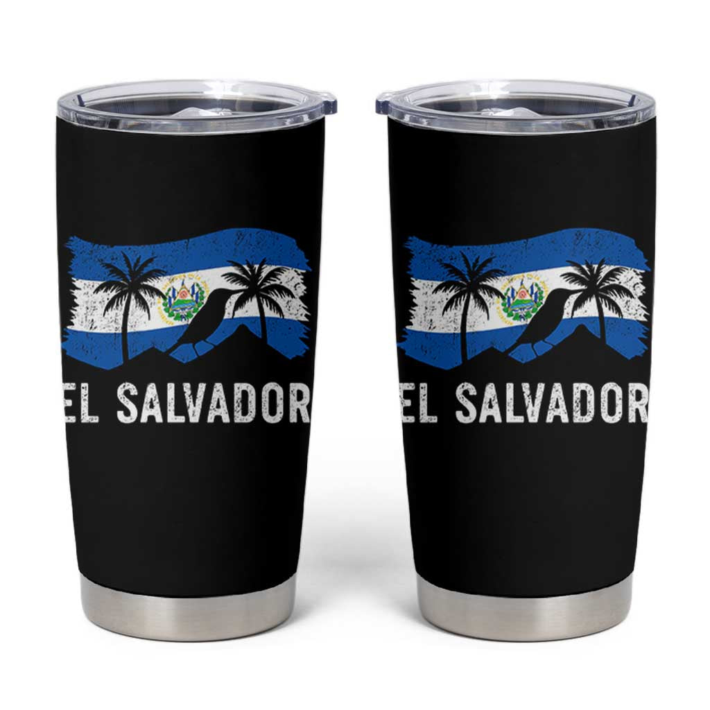 El Salvador Flag Tumbler Cup Salvadoran Pride Torogoz Bird Palm Tree Volcano - Wonder Print Shop