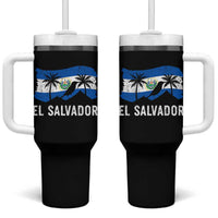 El Salvador Flag Tumbler With Handle Salvadoran Pride Torogoz Bird Palm Tree Volcano - Wonder Print Shop