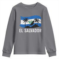 El Salvador Flag Youth Sweatshirt Salvadoran Pride Torogoz Bird Palm Tree Volcano - Wonder Print Shop